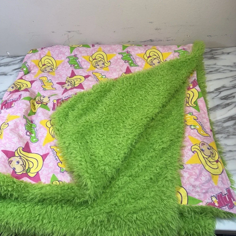 RARE VTG HANDMADE Polly Pocket Soft Plush Throw Blanket‎ 52x52